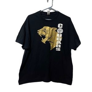 Gildan Shirt Men XL Black Cotton Cougars Animal Lightweight Short‎ Sleeve Tee